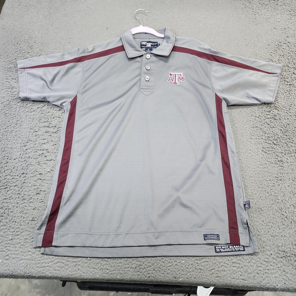 Texas A&M Aggies Polo Shirt Mens Medium Gray Maroon NCAA Football Pro Celebrity